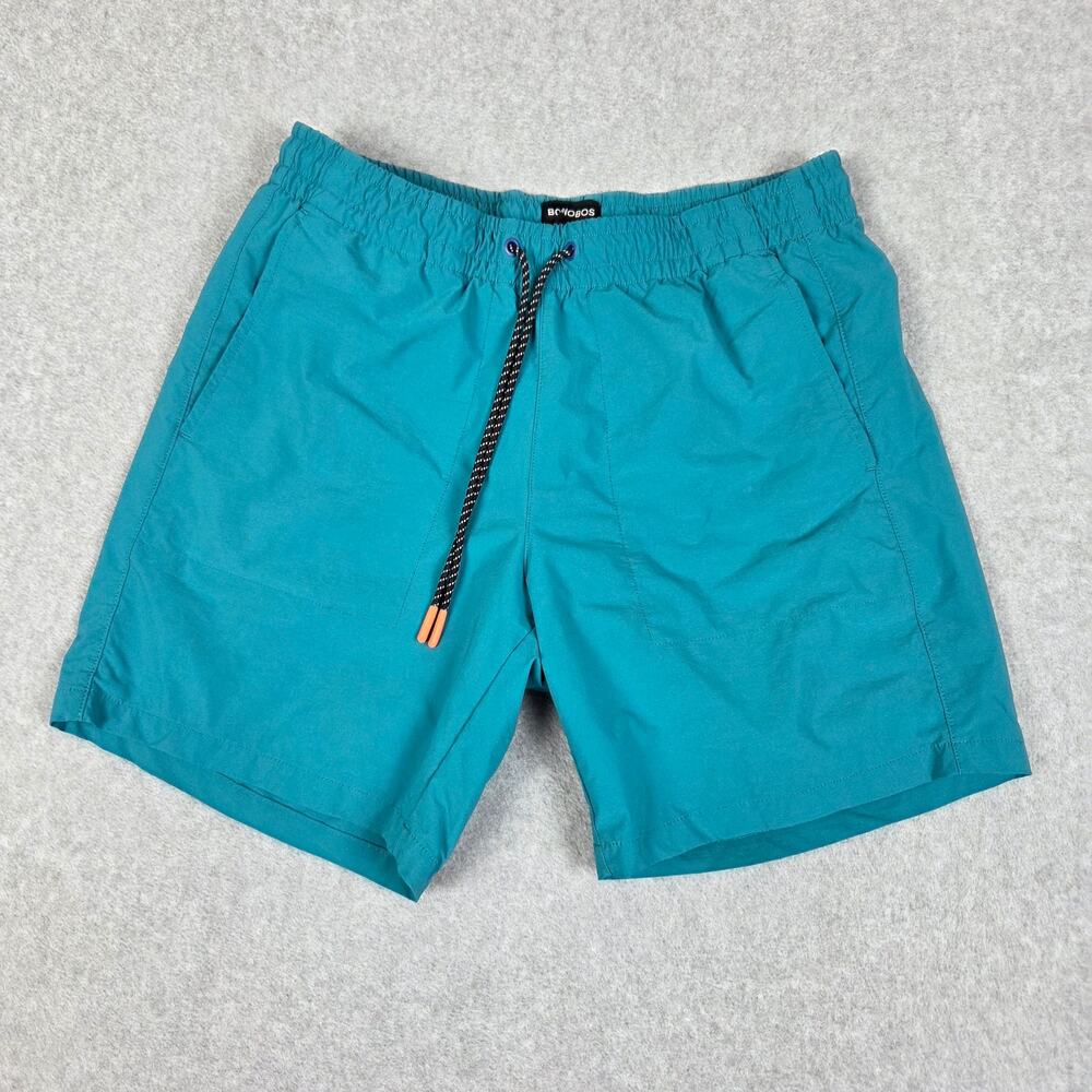 Bonobos Mens Small Teal Swim Shorts with Drawstring and Pockets